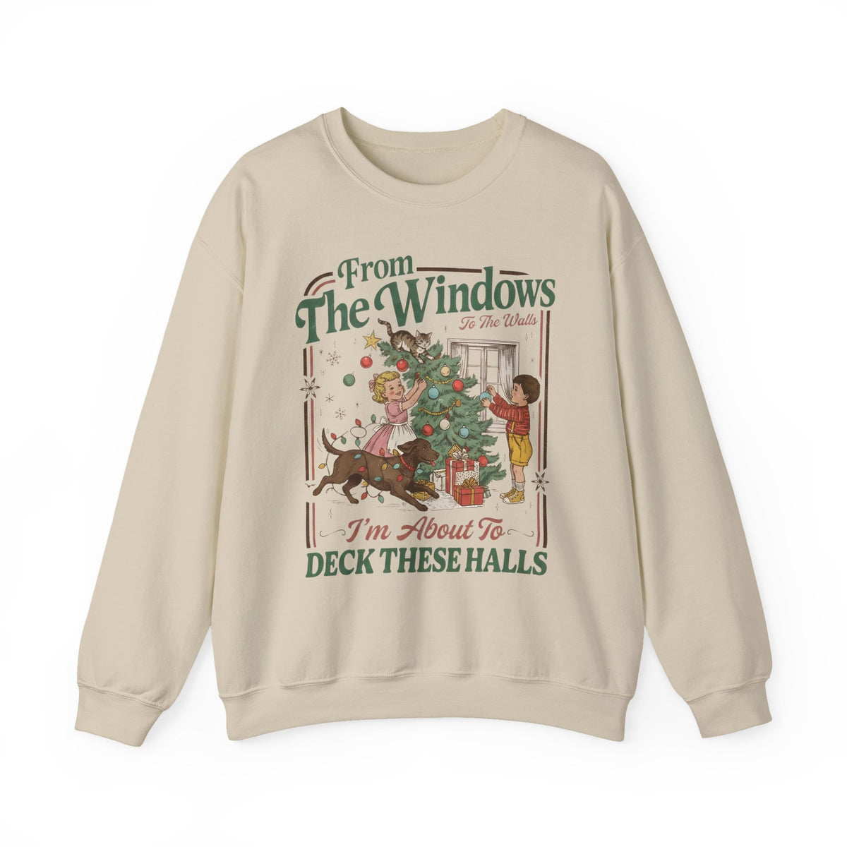 Vintage Christmas “Deck These Halls” Sweatshirt – From The Windows Holiday Crewneck