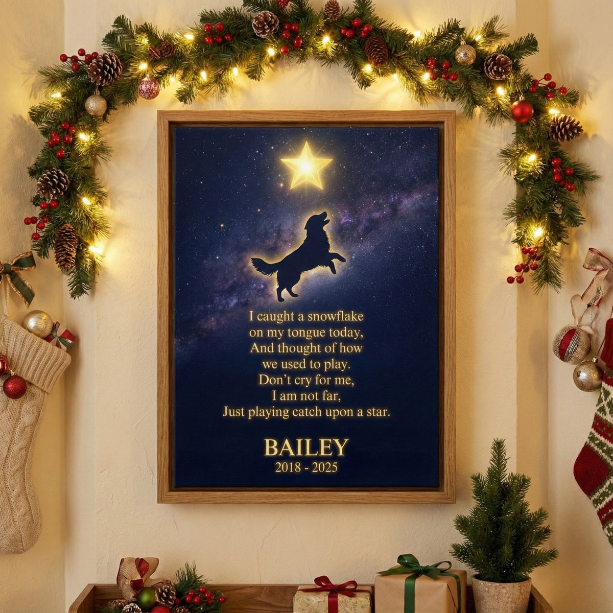 Just Playing Catch Upon a Star - Personalized Dog Memorial Canvas