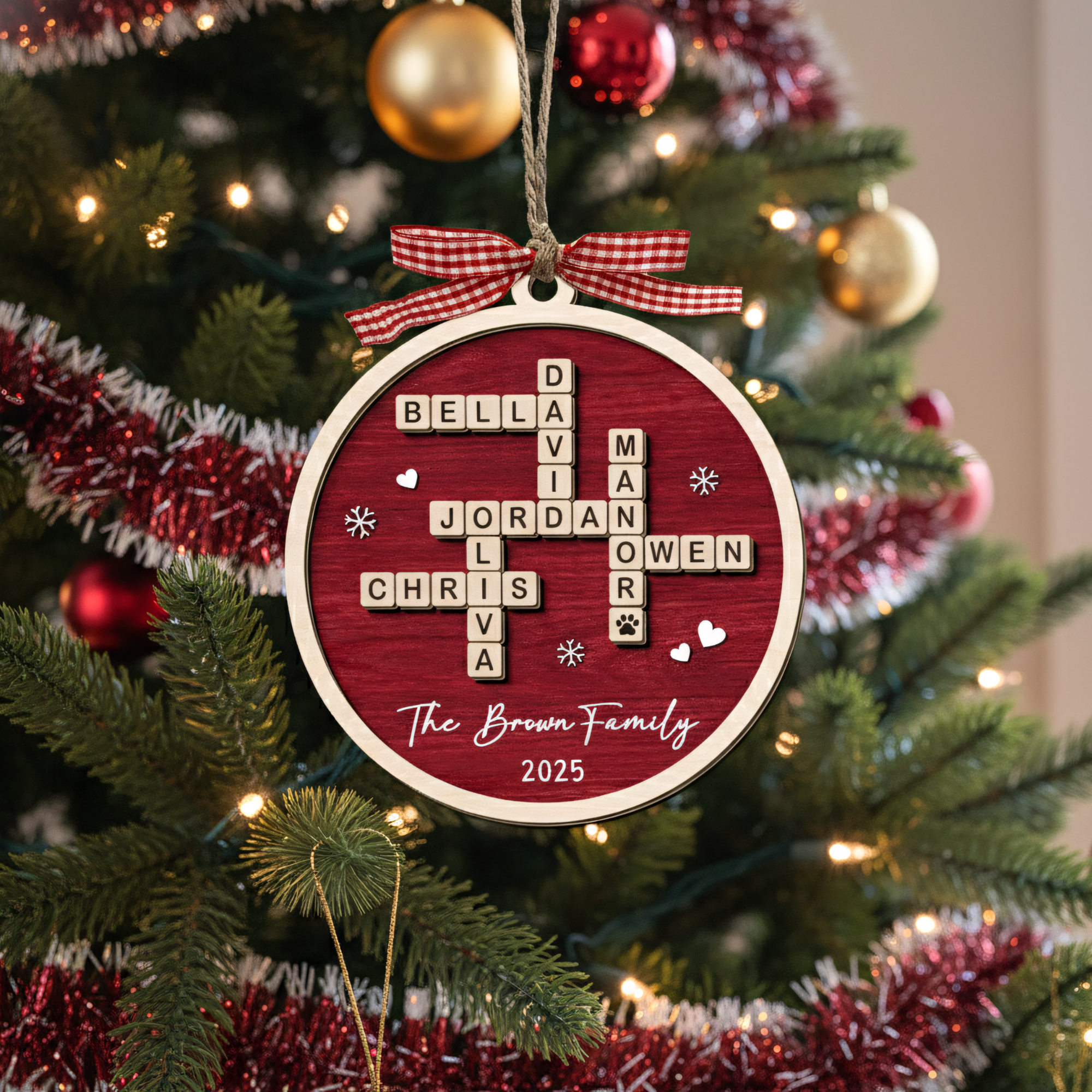 Personalized Family Crossword Puzzle Art Ornament