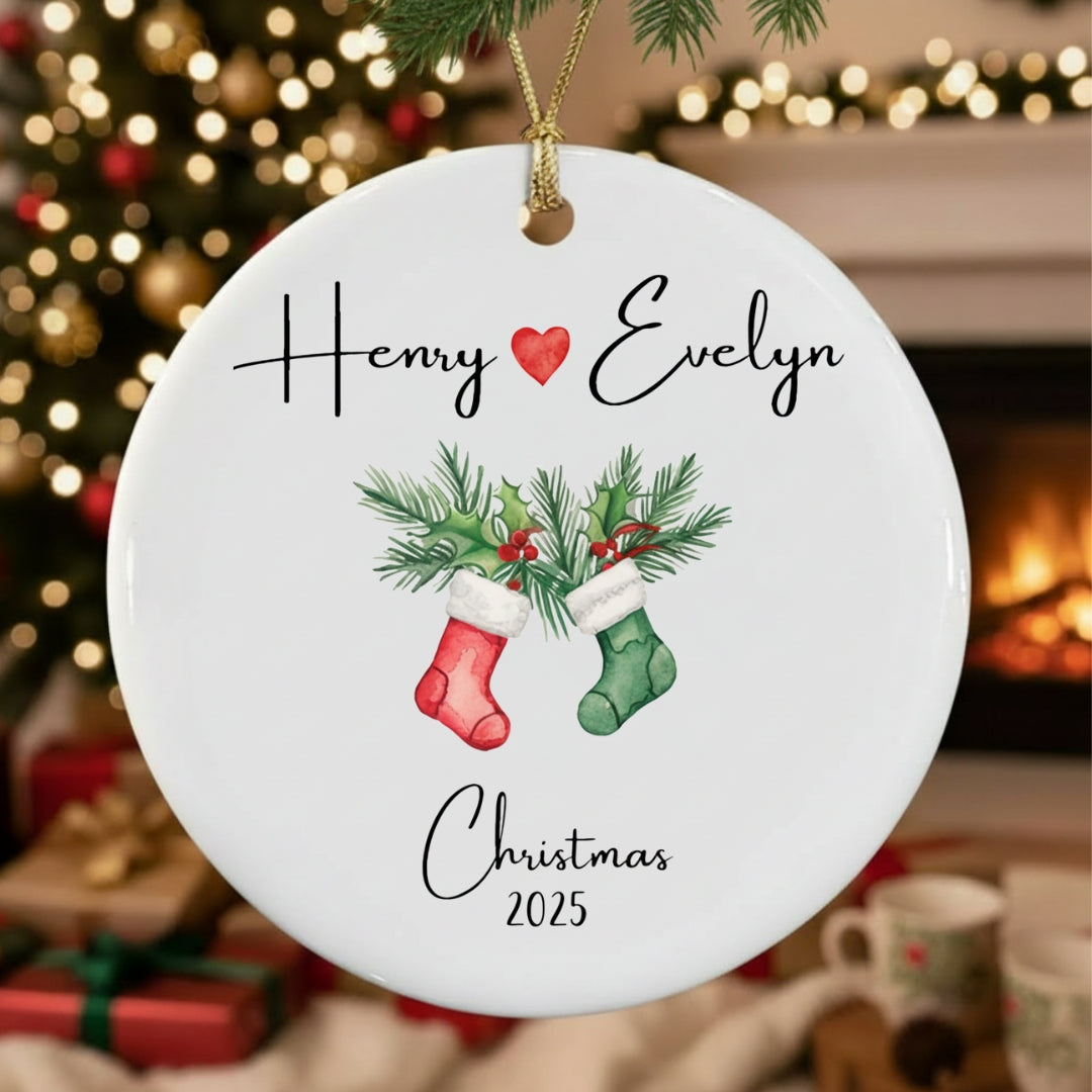 Personalized Couple Christmas Ornament 2025 with QR Love Card