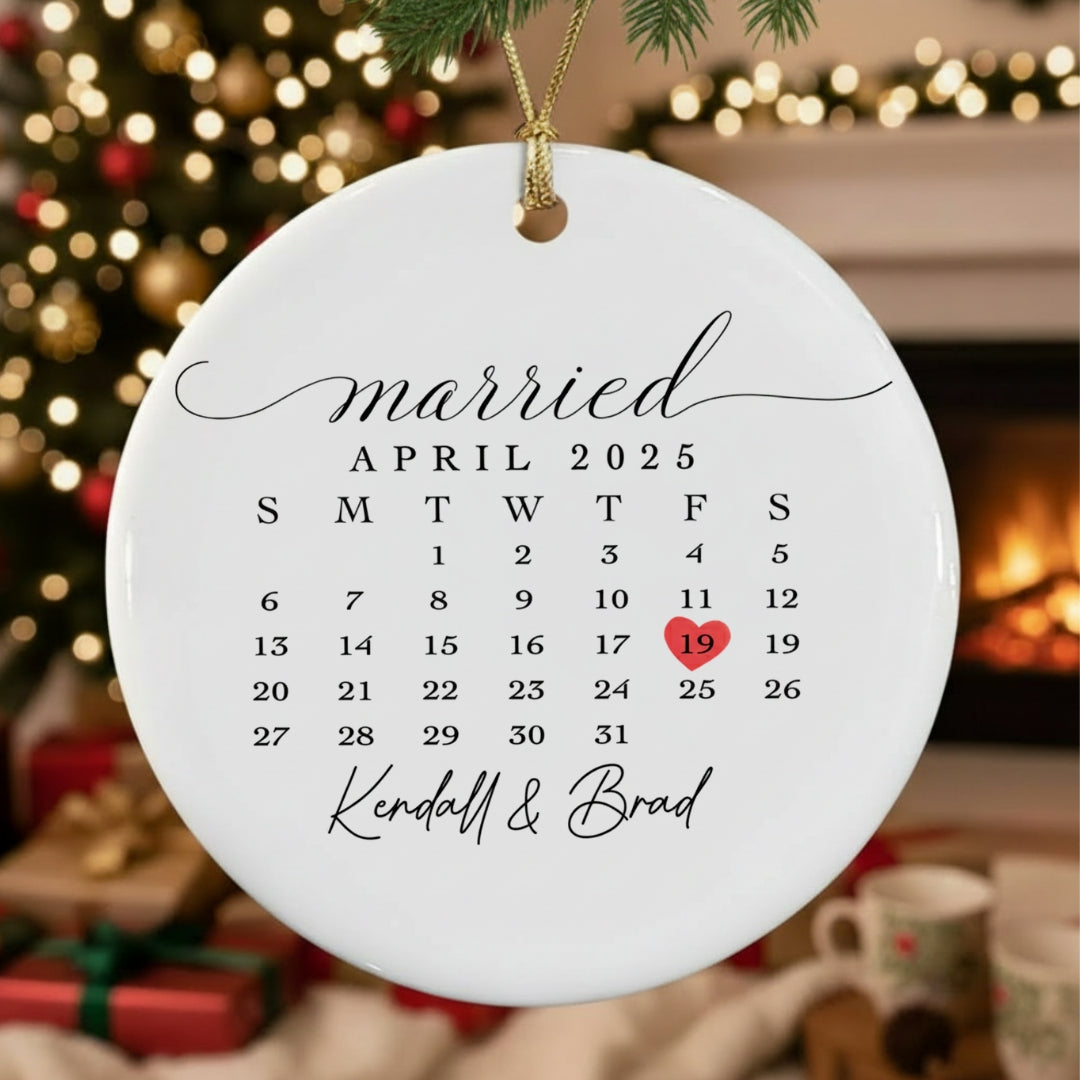 Personalized Married Ornament Calendar Gift with QR Love Card