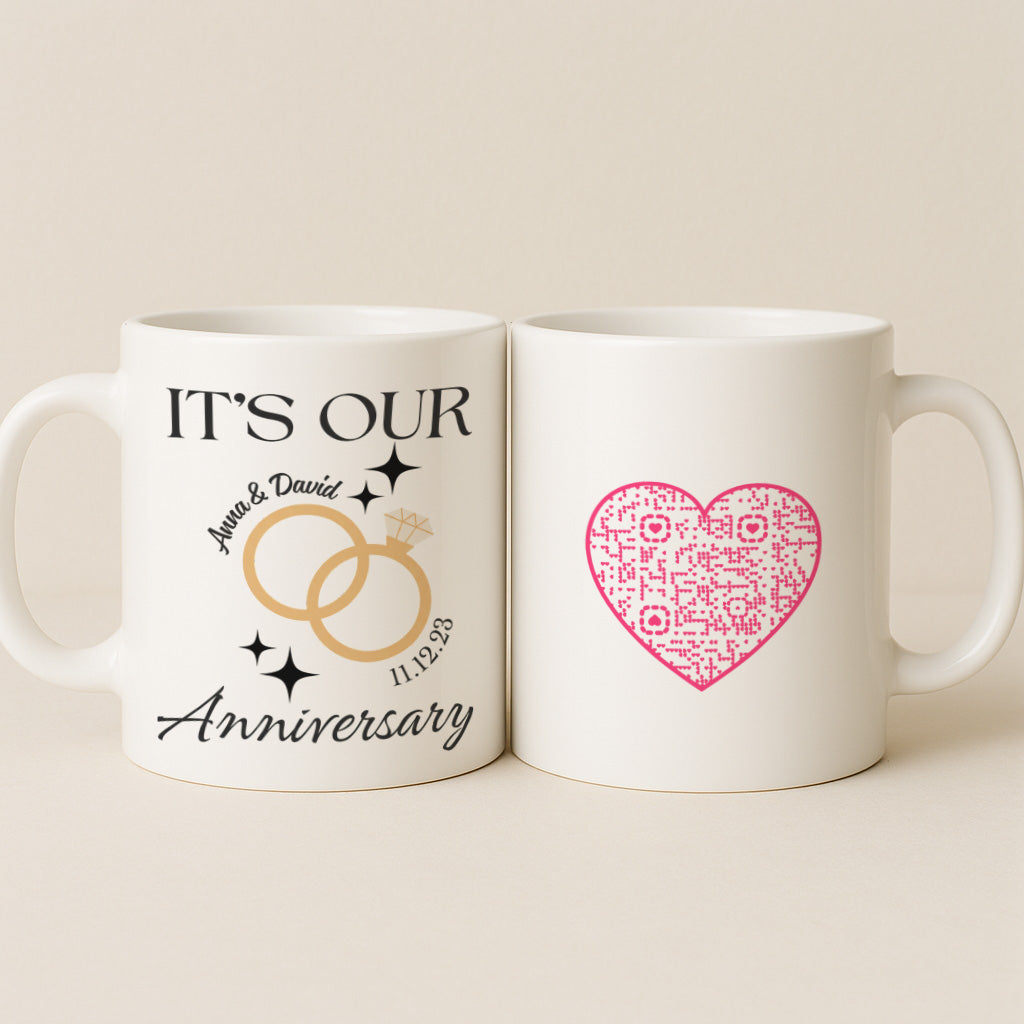 It's Our Anniversary  Personalized Interactive Heart QR Mug