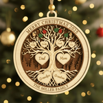 Personalized Family Tree Christmas 3 Layered Wooden Ornament