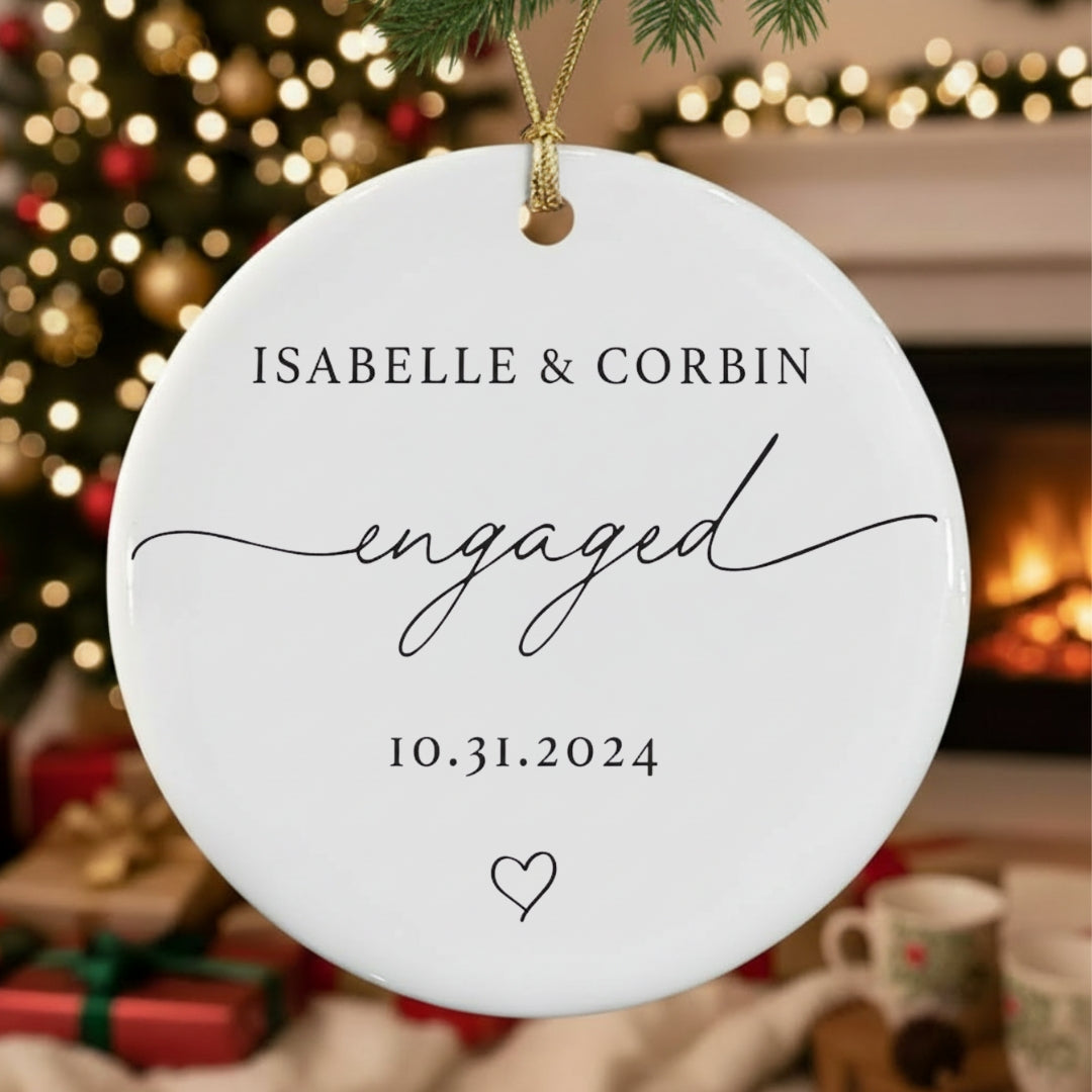 Personalized Engagement Ornament with QR Love Card