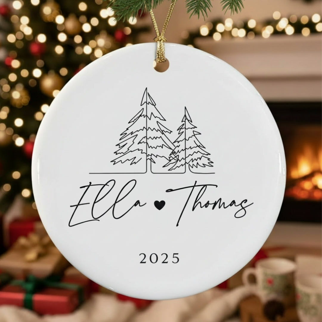 Personalized Couples Christmas Ornament with QR Love Card