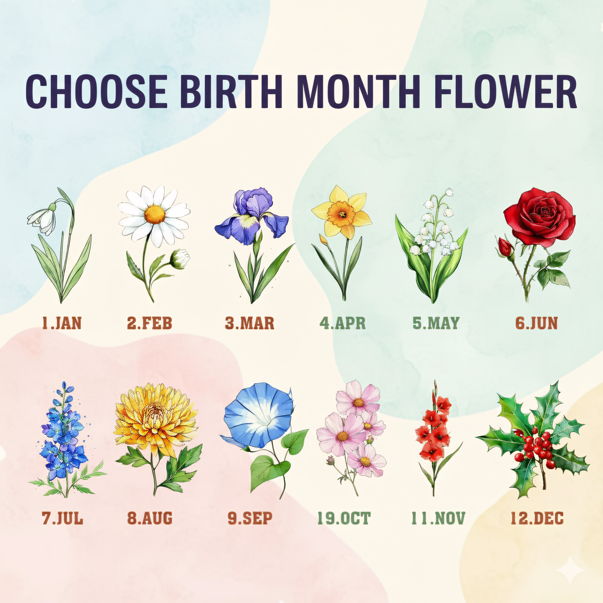 Birth Flower Stained Glass Suncatcher Ornament for Grandma – Personalized Grandkids Name Garden Keepsake