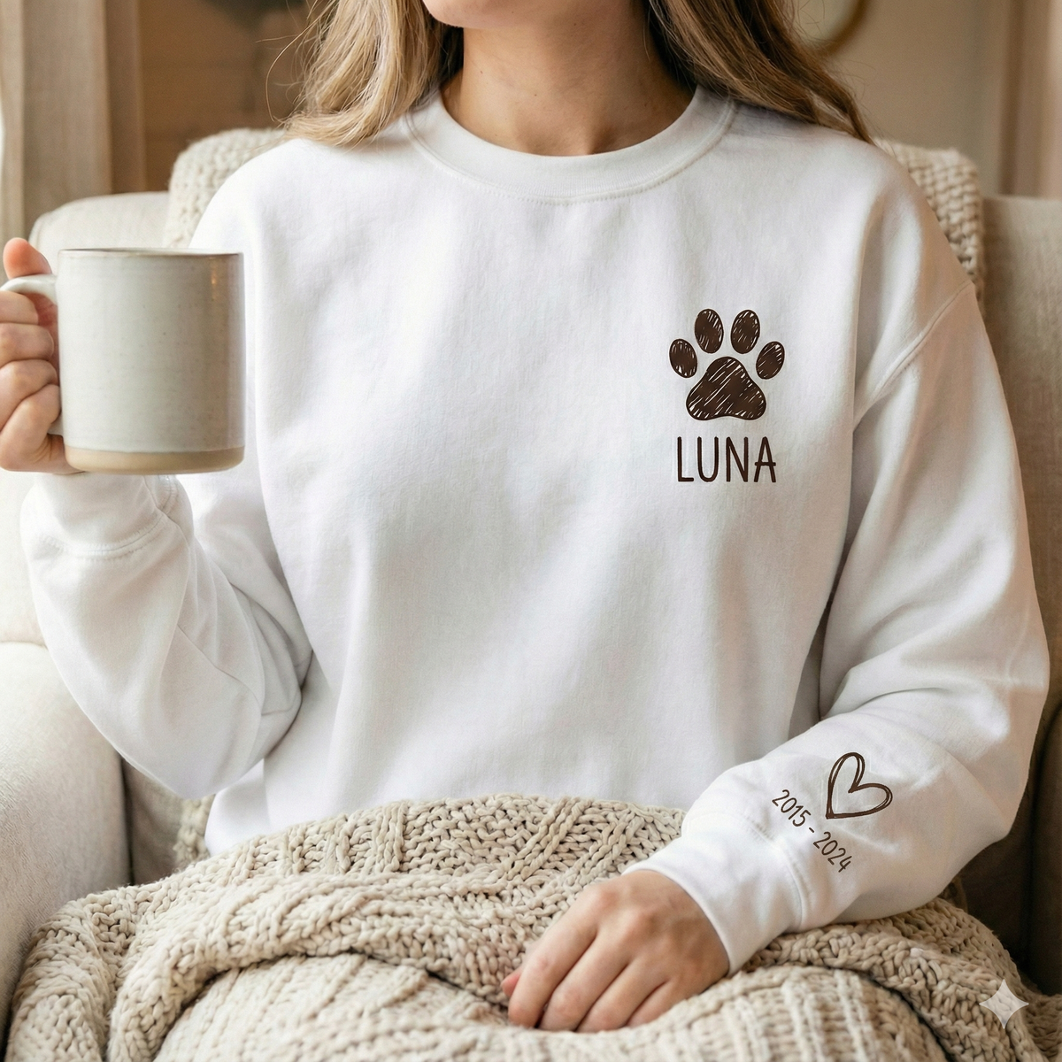 Personalized Dog Memorial Sweatshirt – Paw Print Name & Years