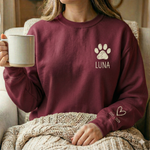 Personalized Dog Memorial Sweatshirt – Paw Print Name & Years
