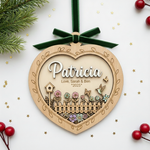 Heart Garden Wooden Ornament for Grandma – Personalized Name and Grandkids Year Keepsake