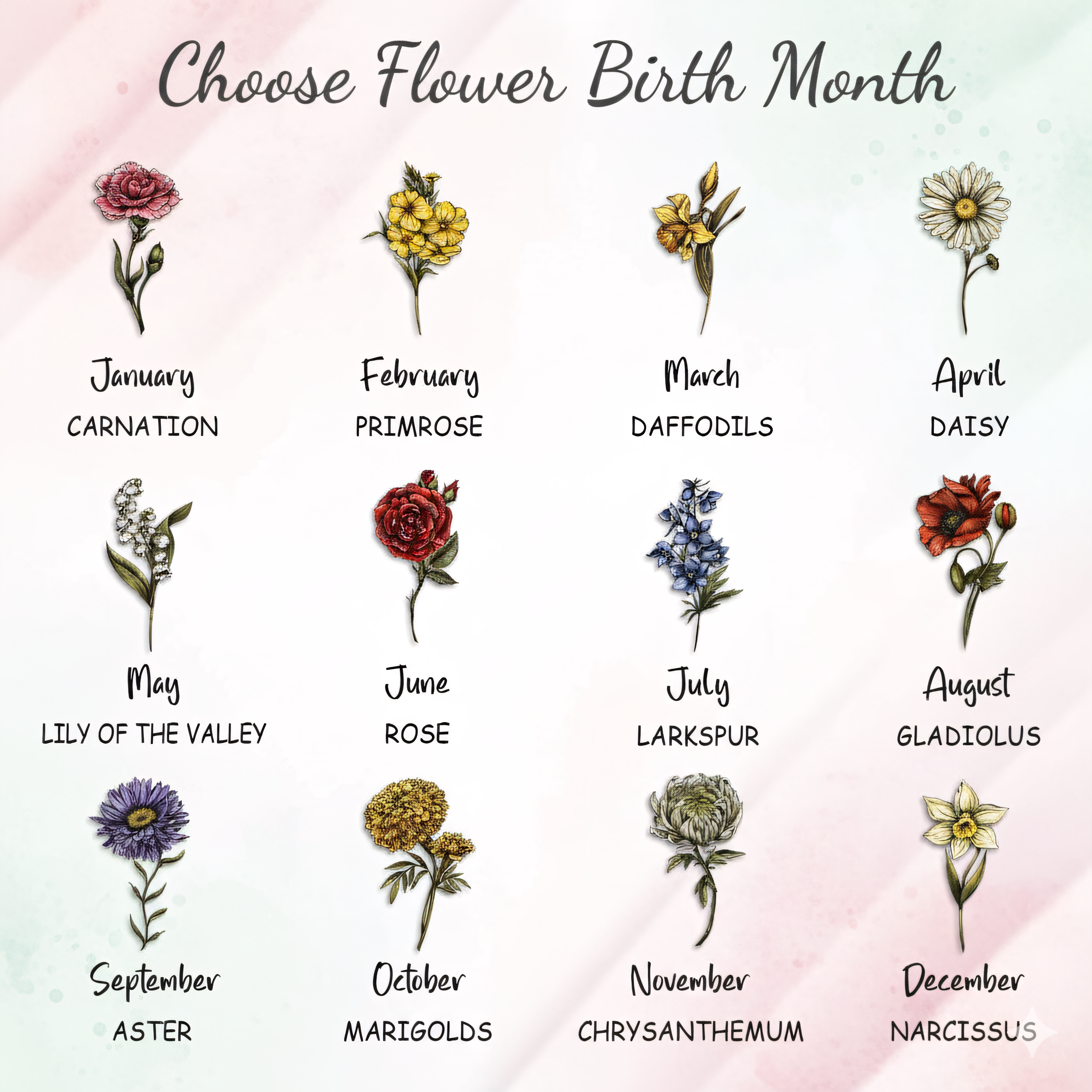 Birth Flower Garden Stained Glass Suncatcher Ornament for Grandma – Personalized Month Bloom Window Keepsake