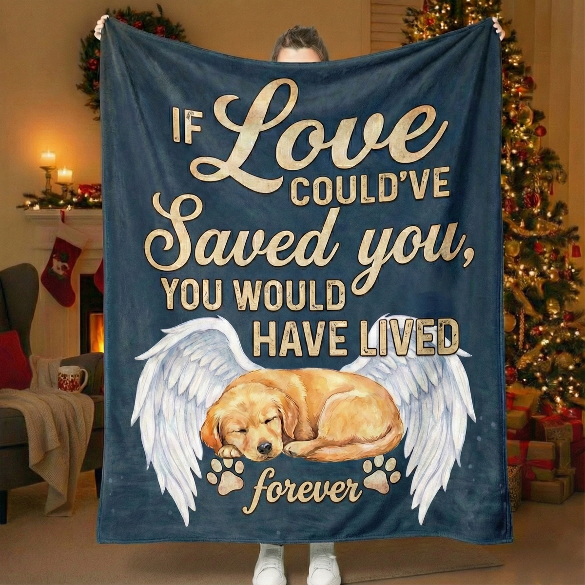 Custom Pet Loss Sympathy Gift Throw - "Lived Forever" Quote Remembrance Blanket