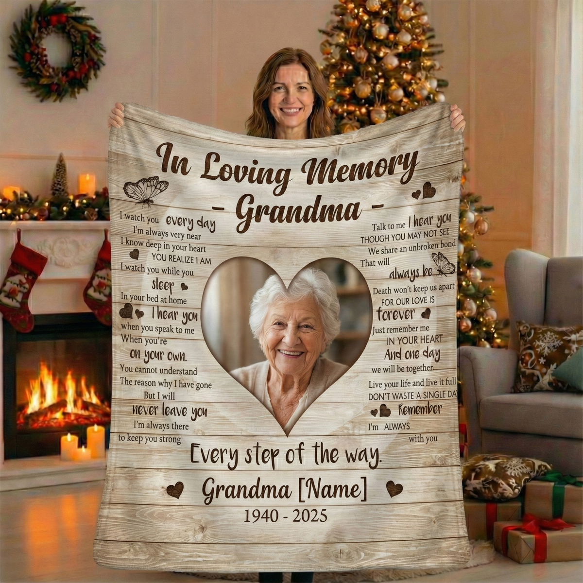 Grandma Memorial Personalized Blanket – Custom Photo & Name