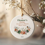 Floral Garden Ceramic Ornament for Grandma – Personalized Name and Year Memory Keepsake