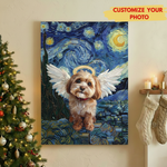Custom Pet Portrait Canvas - Starry Night Style Angel Dog Remembrance Gift
