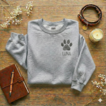 Personalized Dog Memorial Sweatshirt – Paw Print Name & Years