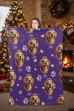 Custom Dog Loss Sympathy Gift - Photo Pattern Personalized Fleece/Sherpa Throw