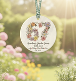 Grandma’s Garden 67 Blooms Ceramic Ornament – Personalized Grandkids Birth Flower Keepsake