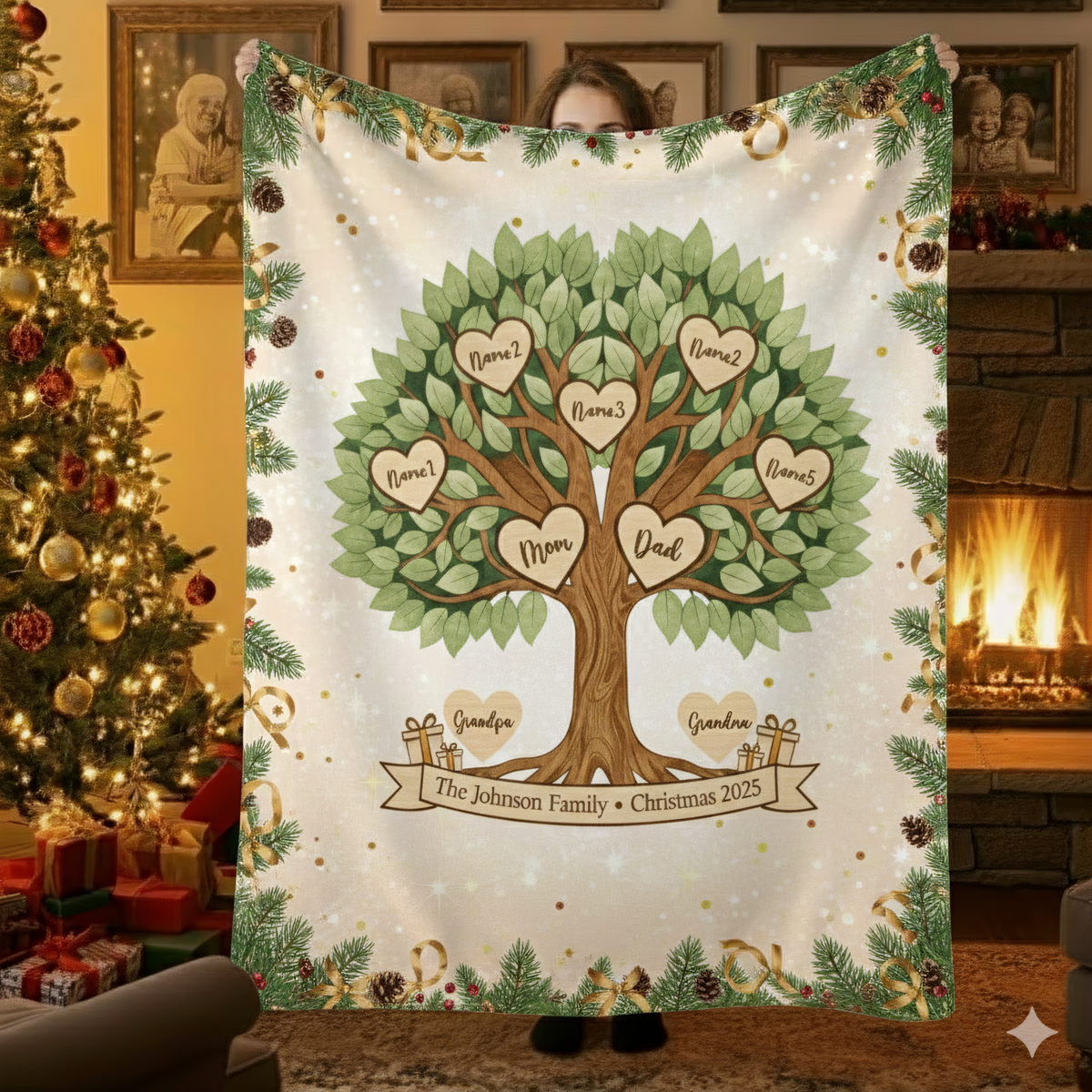 Custom 'Our Family Tree' Multigenerational Family Blanket