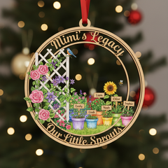 Garden Legacy Wooden Ornament for Grandma or Nana – Personalized Grandkids Name Flower Pot Keepsake