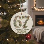 Grandma’s 67 Blooms Ceramic Ornament – Personalized Year Floral 67 Christmas Keepsake