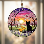 Cherry Blossom Sunset Pet Memorial Suncatcher Ornament