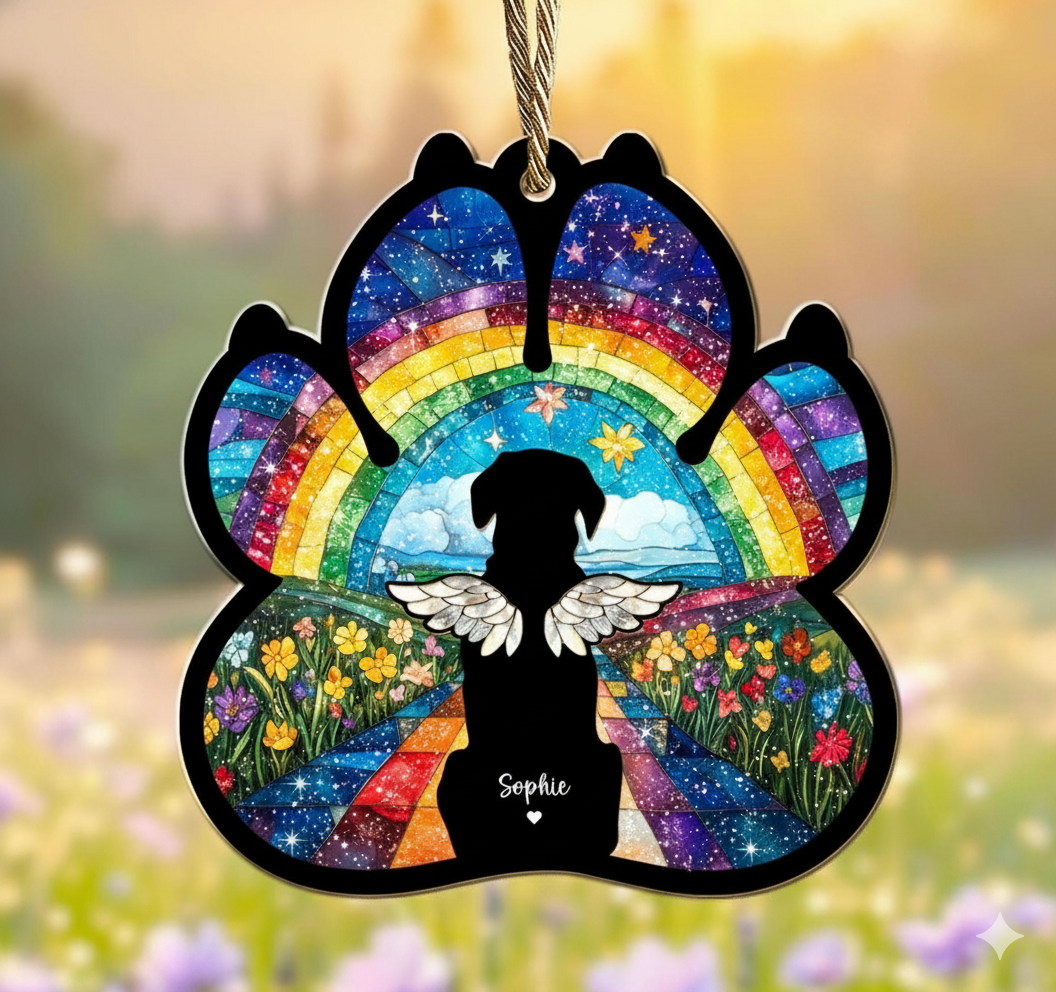 Memorial Paw Print Suncatcher Ornament