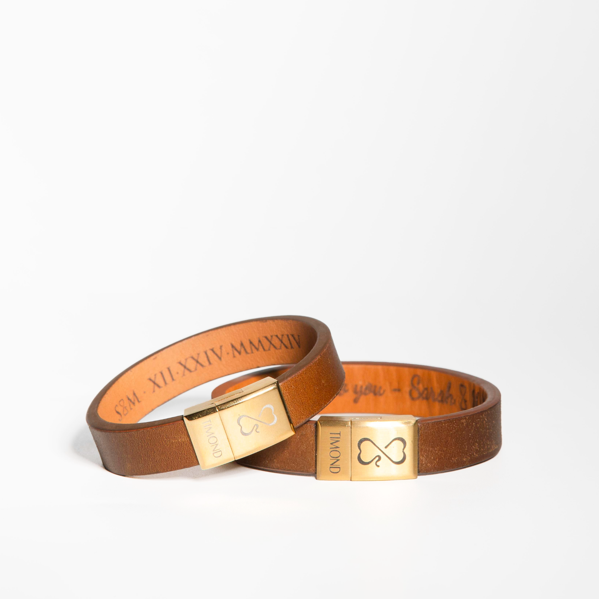 Personalized NFC Shell Cordovan Leather Couple Bracelets - Pair Set of 2 (Infinity Heart Design for Couples)