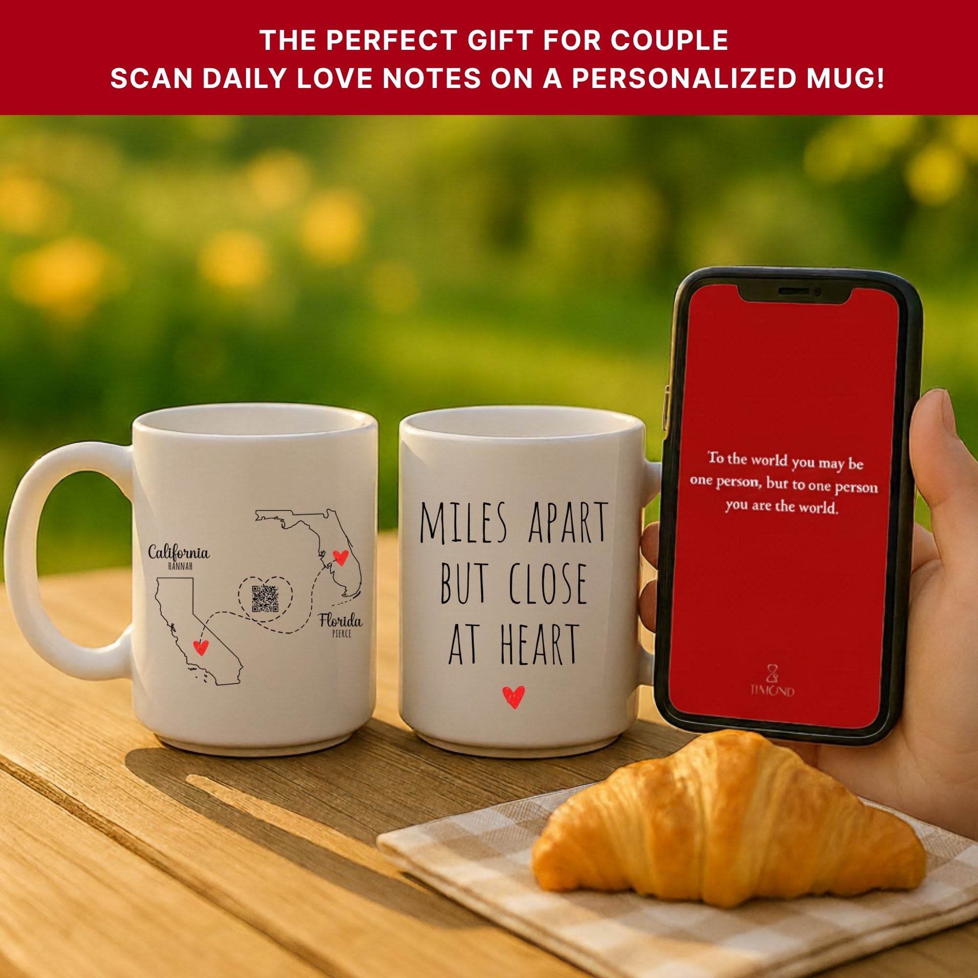 Personalized Names with Long Distance Couple QR Mug