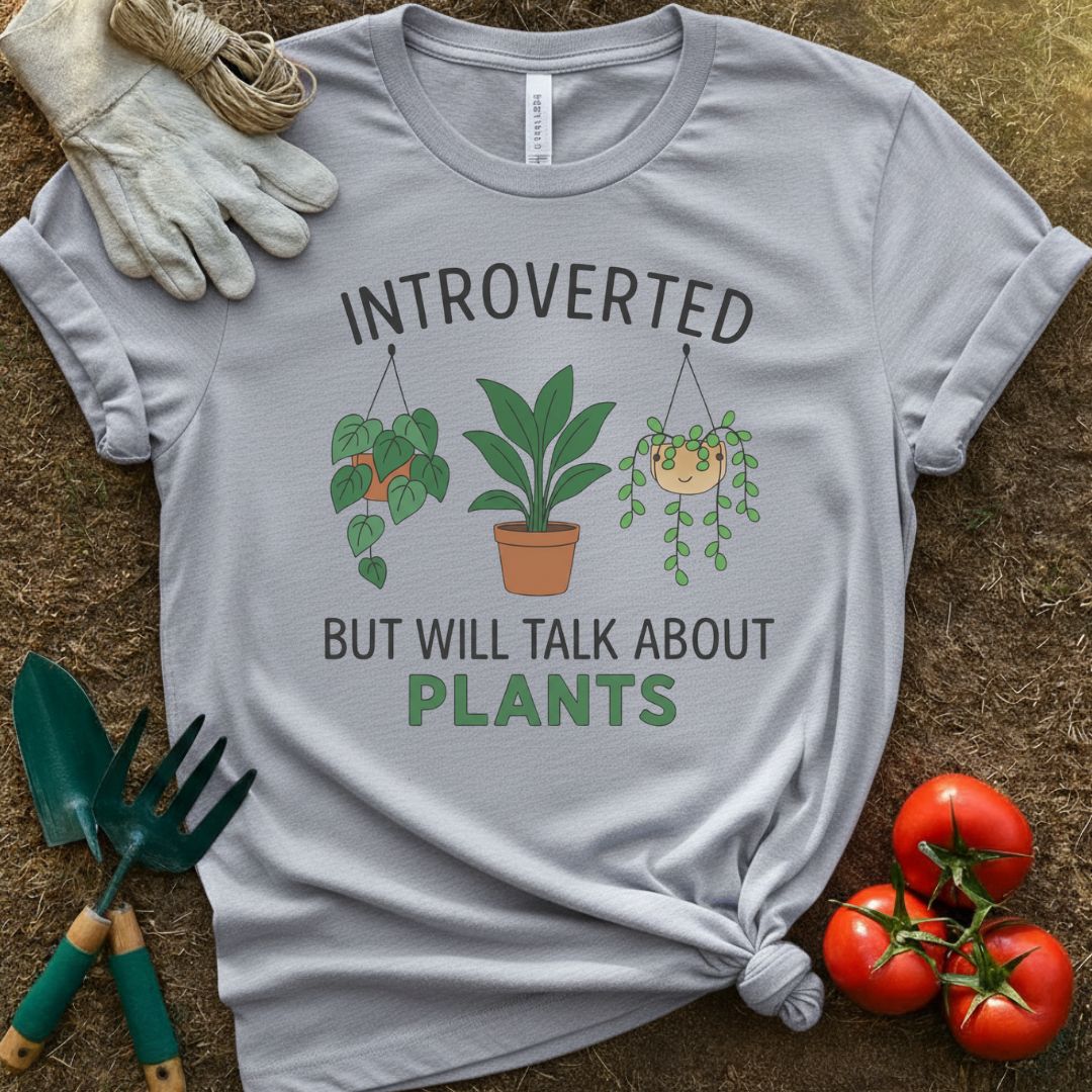 Introverted But Will Talk About Plants Shirt, T-Shirt for Gardeners & Plant Lovers
