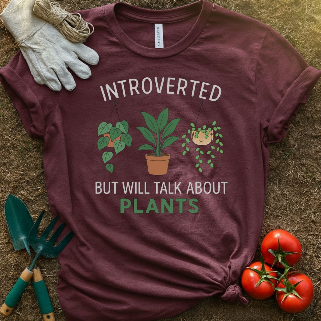 Introverted But Will Talk About Plants Shirt, T-Shirt for Gardeners & Plant Lovers