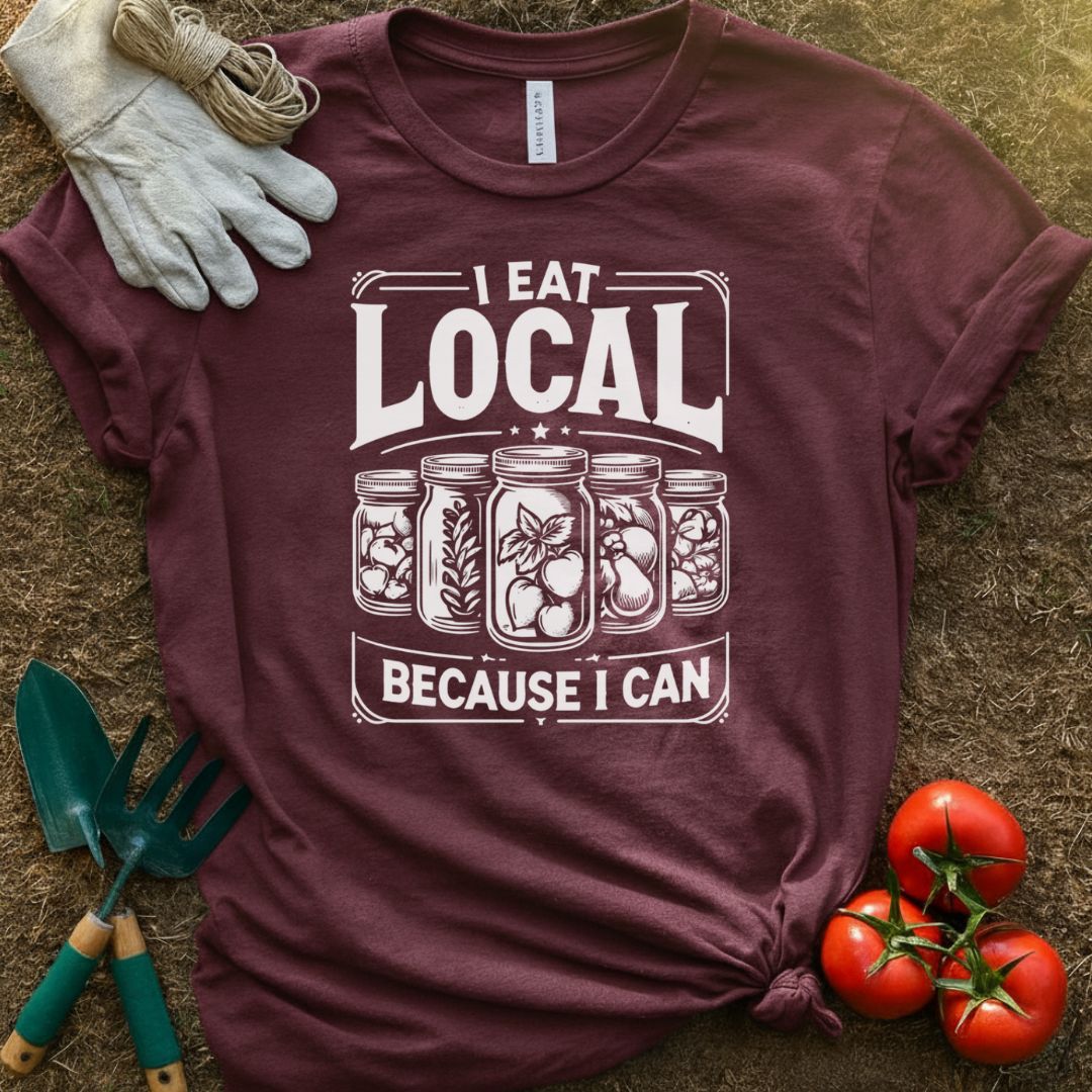 I Eat Local Because I Can Shirt, T-Shirt for Gardeners & Plant Lovers