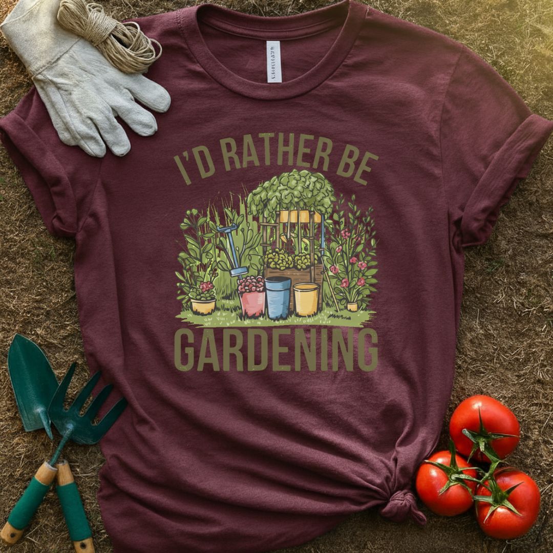 I'd Rather Be Gardening Shirt, T-Shirt for Gardeners & Plant Lovers