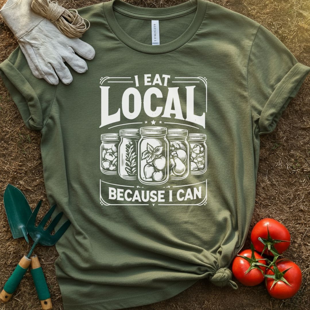 I Eat Local Because I Can Shirt, T-Shirt for Gardeners & Plant Lovers