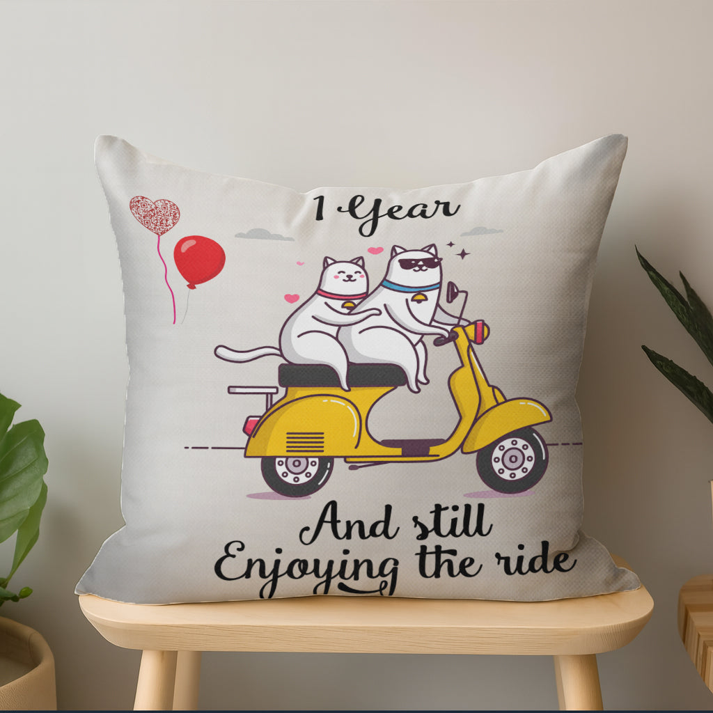 Personalized Anniversary Years Cats Interactive QR Throw Pillow Heartfelt Edition