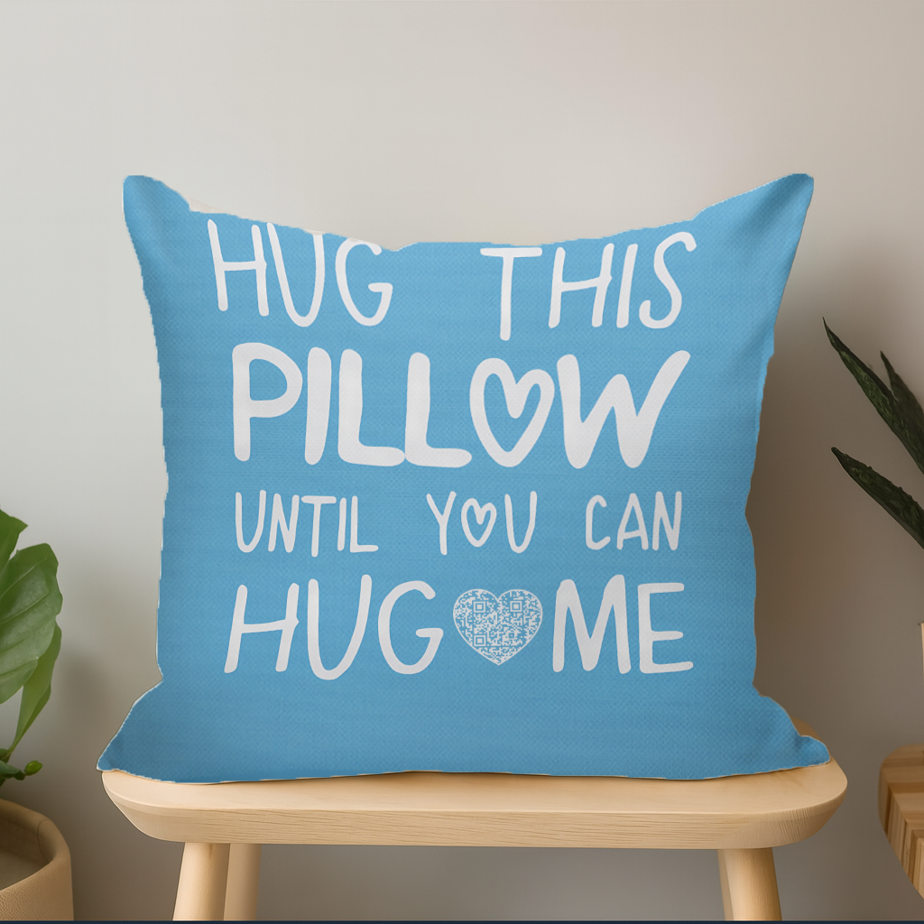 Hug Me Quote Interactive QR Throw Pillow Heartfelt Edition