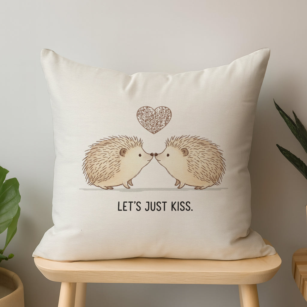 Let’s Just Kiss Interactive QR Throw Pillow Heartfelt Edition