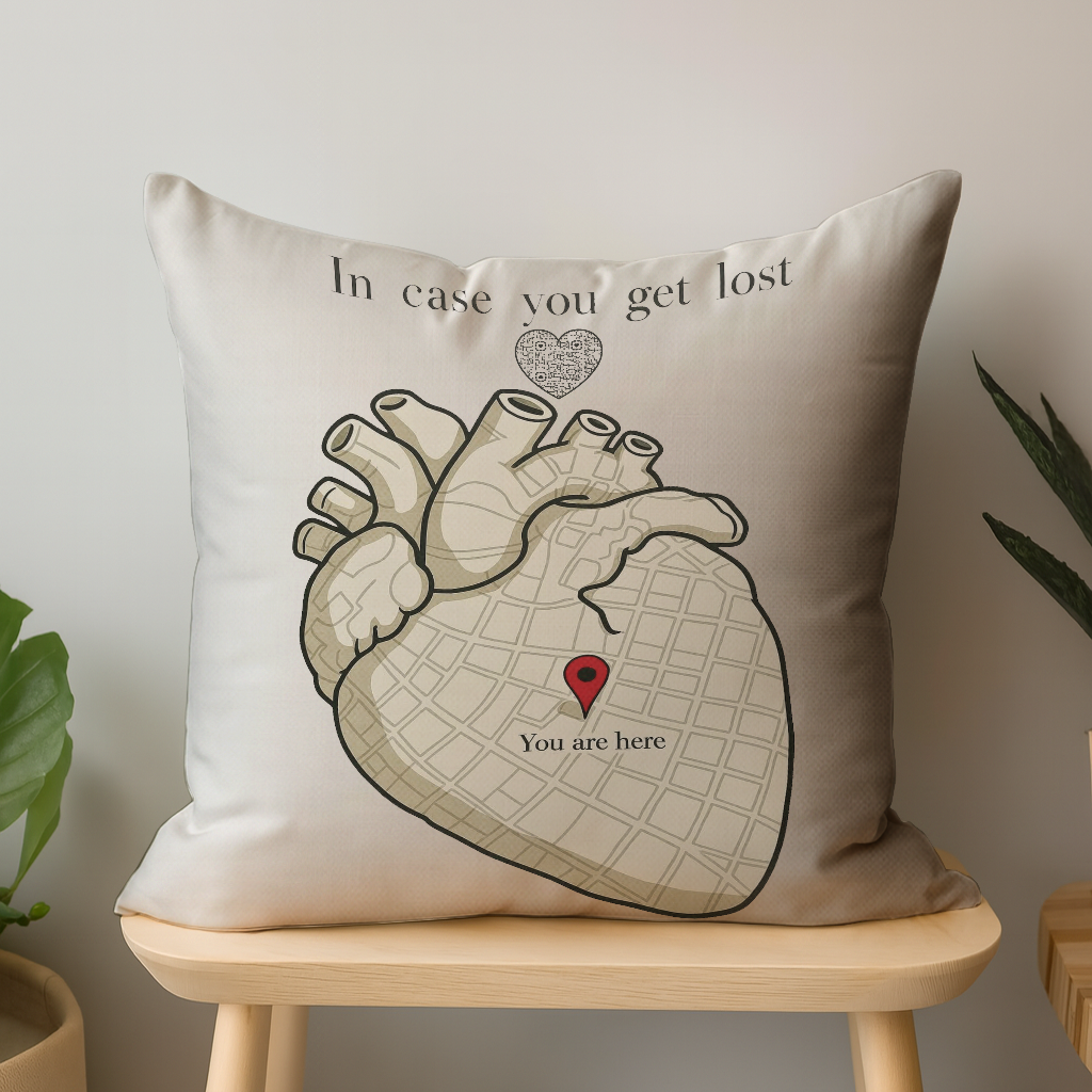 In Case You Get Lost Interactive QR Throw Pillow Heartfelt Edition