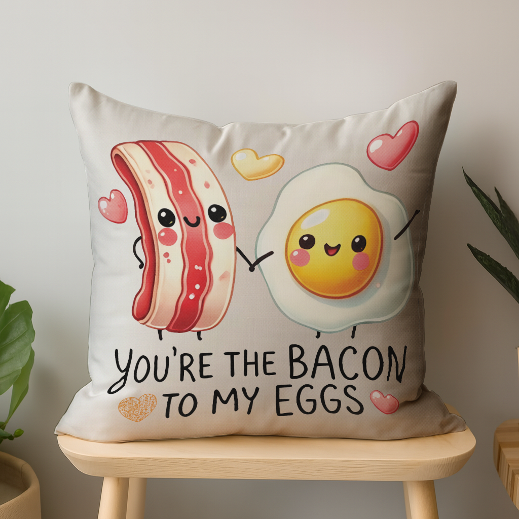 You’re the Bacon to My Eggs Interactive QR Throw Pillow Heartfelt Edition
