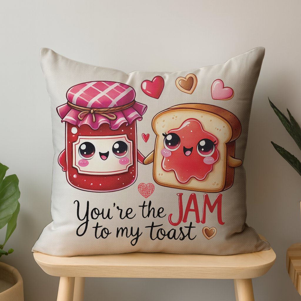 You’re the Jam to My Toast Interactive QR Throw Pillow Heartfelt Edition