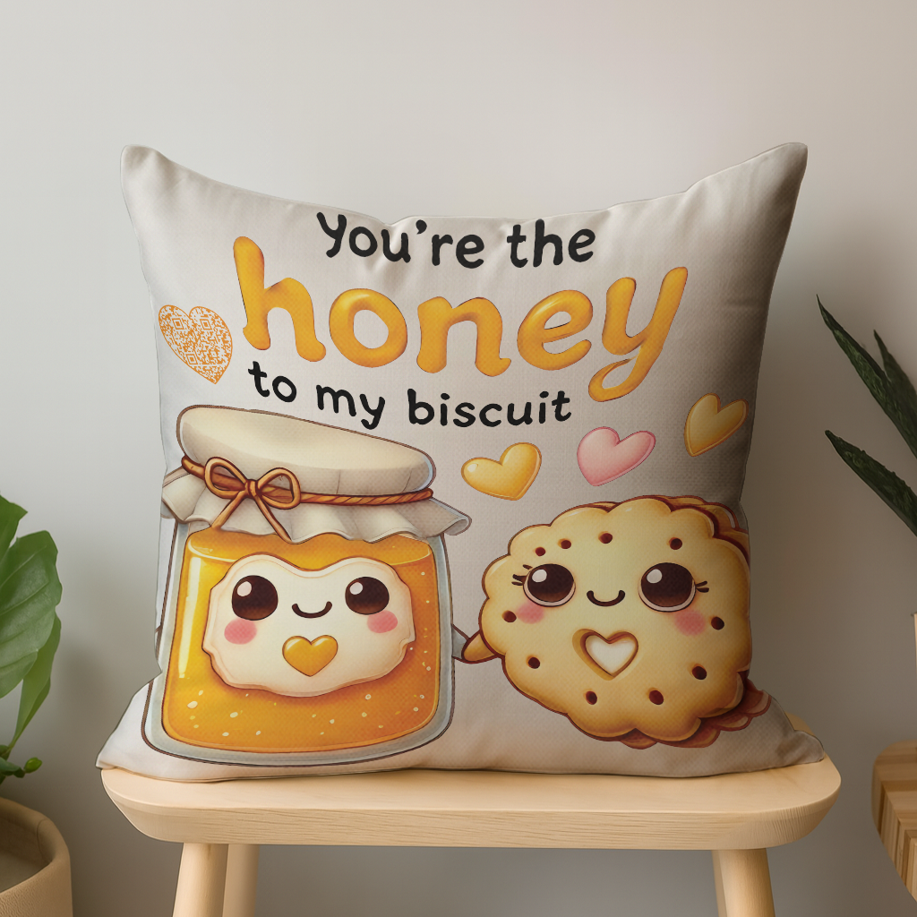 You’re the Honey to My Biscuit Interactive QR Throw Pillow Heartfelt Edition