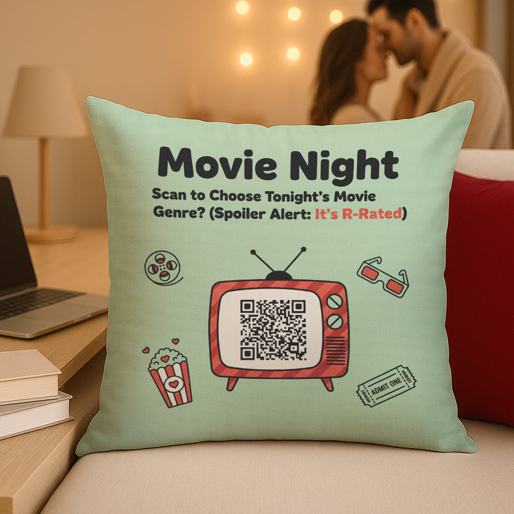 Tonight's Movie Genre Interactive QR Throw Pillow Adventure Edition