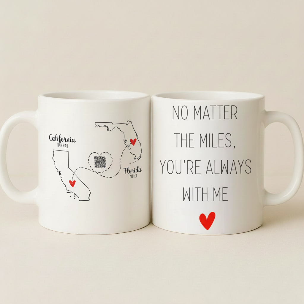 Personalized Names with You’re Always With Me Long Distance Couple QR Mug