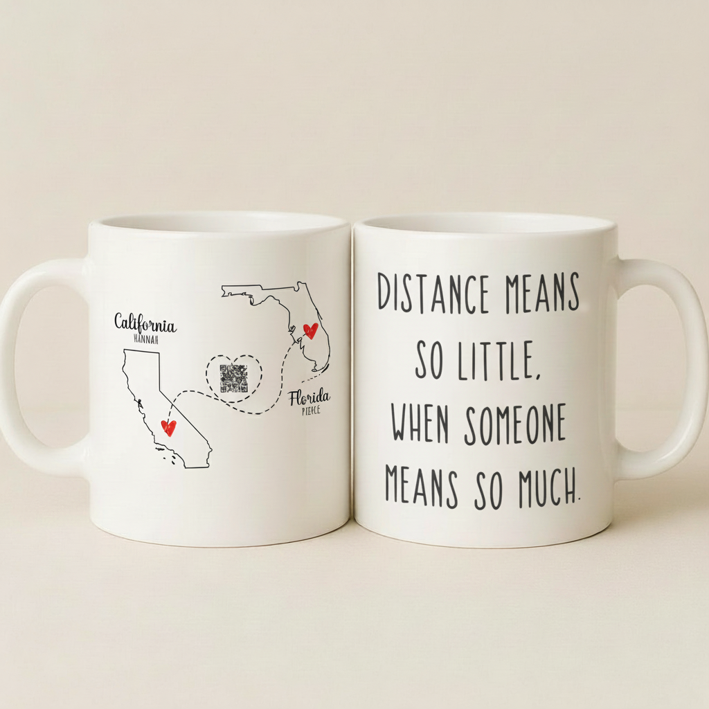 Personalized Long Distance Couple QR Mug