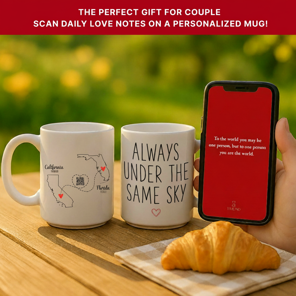 Personalized Names with Always Under The Same Sky Long Distance Couple QR Mug