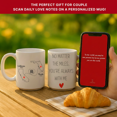 Personalized Names with You’re Always With Me Long Distance Couple QR Mug
