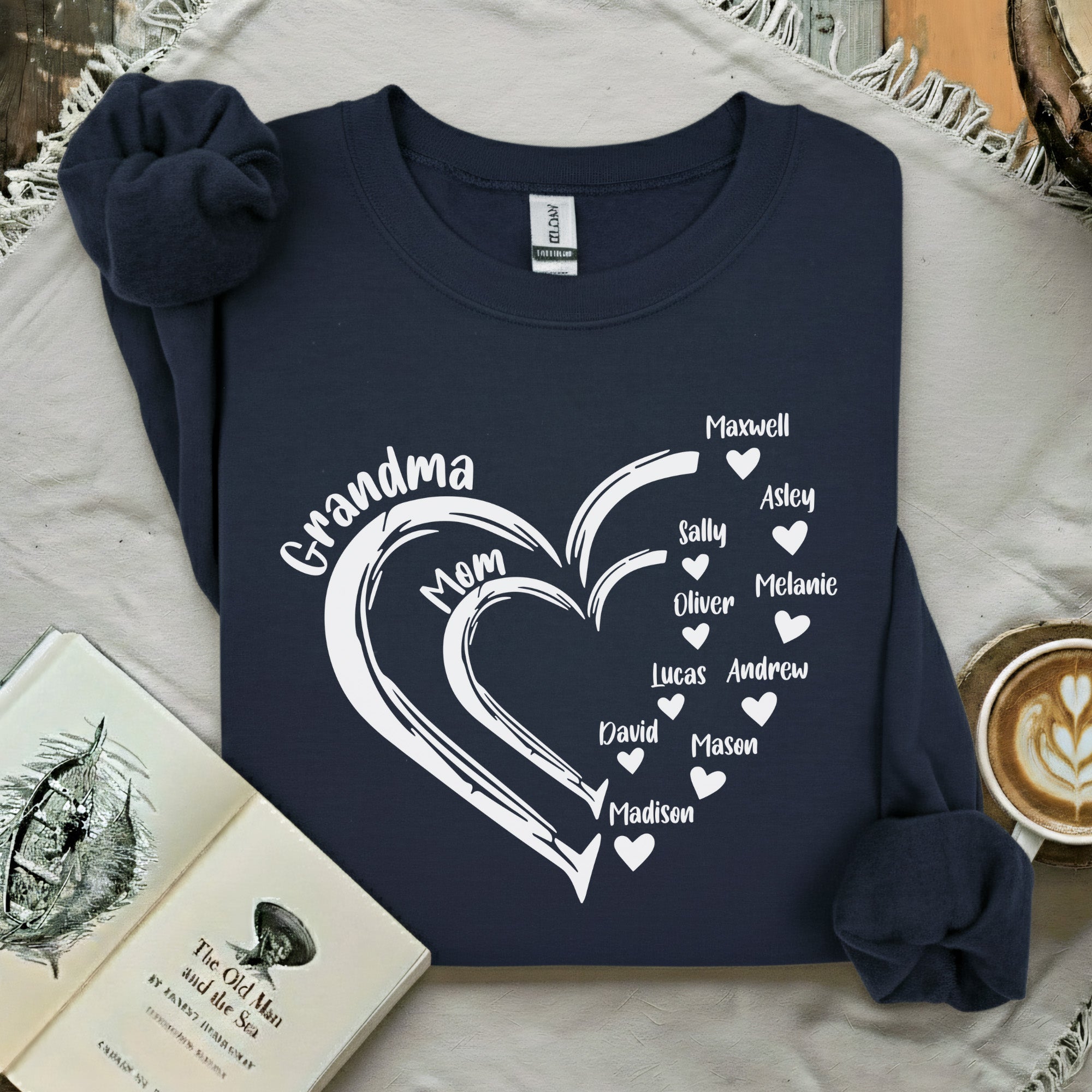 Personalized Mom Grandma And Grandkids Hearts Gift For Grandma Shirt