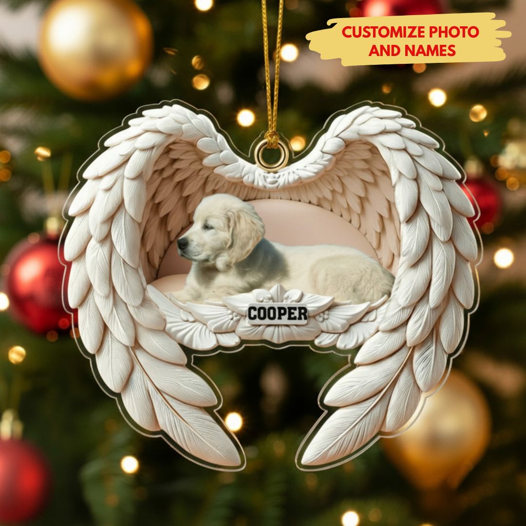 Personalized Pet Photo Angel Wings Ornament
