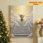 Personalized Pet Memorial Canvas - Stairway to Heaven Angel Dog Portrait