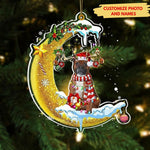 Personalized Pet Memorial Ornament - Custom Dog Christmas Moon & Star Keepsake