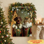 Custom Pet Portrait Canvas - Personalized Dog & Cat Royal Christmas Art Print